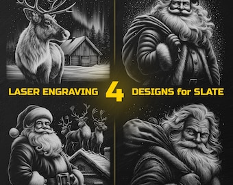 Pacote de PNG para gravação a laser de Natal - Download digital de designs de porta-copos de ardósia para Glowforge e LightBurn, uso comercial também