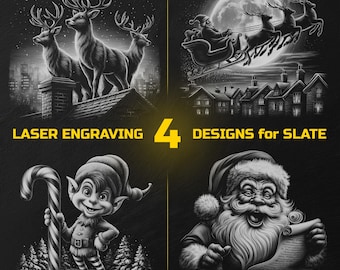 Christmas Laser Engraving Designs: Slate Coaster PNG Bundle (Digital Download)