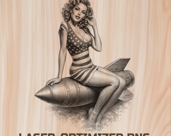 America 250 PinUp girls Years Laser Engraving File – Patriotic Aviation Wood Burning Design (Digital Download)