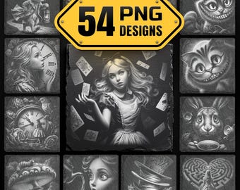 Pacote de gravação a laser PNG de Alice no País das Maravilhas - Download digital de designs de porta-copos de ardósia para Glowforge e LightBurn, uso comercial também