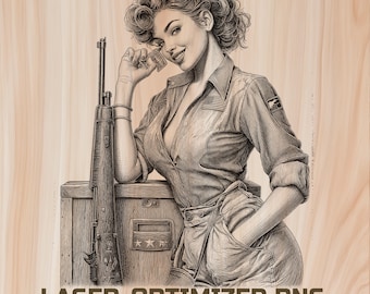 America 250 PinUp girls Years Laser Engraving File – Patriotic Aviation Wood Burning Design (Digital Download)