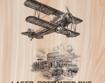 Vintage Plane Laser Engraving File – Aviation Wood Burning Design (Digital Download)