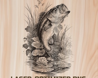 Fishing Wood Laser Engraving File Digital Download - Holz Burning Design for Art, Charcuterie and Cutting Board, Commercial Use