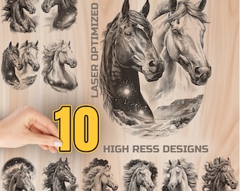 Wild Horse Laser Engraving Bundle – Rustic Decor, Farmhouse Art (Digital Download)