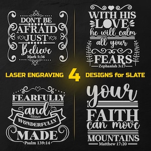 Christian Laser Engraving PNG Bundle -Biblical Quotes Slate Coasters Designs Digital Download for Glowforge & LightBurn, Commercial Use Too