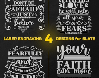 Pacote de PNGs para gravação a laser cristã - Designs de porta-copos de ardósia com citações bíblicas para download digital, compatíveis com Glowforge e LightBurn, também para uso comercial.