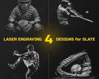 Baseball Laser Engraving Files - Slate Coaster PNG Bundle, Digital Download | for Glowforge, LightBurn | Commercial Use