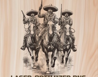 Pancho Villa Wood Laser Engraving File Digital Download - Holz Burning Design for Art, Charcuterie and Cutting Board, Commercial Use