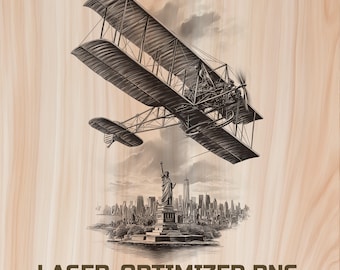 Vintage Plane Laser Engraving File – Aviation Wood Burning Design (Digital Download)