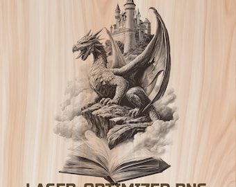 Dragon Book art Dark Fantasy Laser Wood Engraving File -Digital Download for Glowforge & XTool, Commercial Use