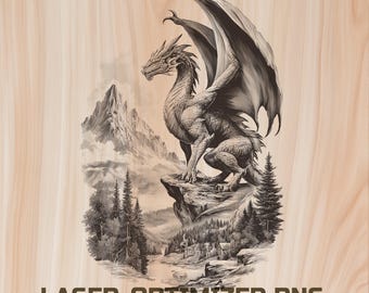 Dragon Dark Fantasy Laser Wood Engraving File -Digital Download for Glowforge & XTool, Commercial Use