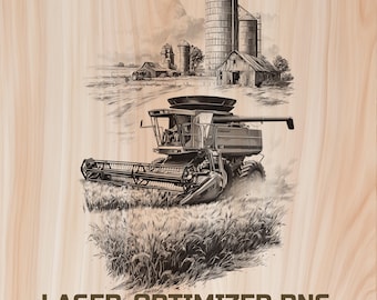 Arquivo digital para gravação a laser em madeira com tema de vida no campo - Desenho de trator para pirografia, ideal para arte, corte, tábuas de frios e uso comercial.