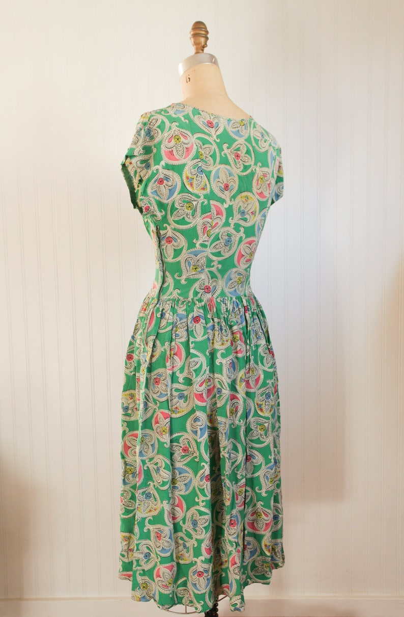 1930s fleur de lis dress As Is Size XS/S 25 waist image 5