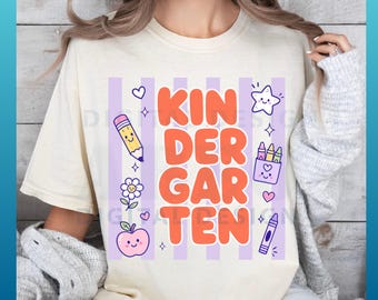 Kindergarten Teacher PNG Back To School Digital Download Cute School Sublimation Design Teacher Shirt Graphic First Day Of School