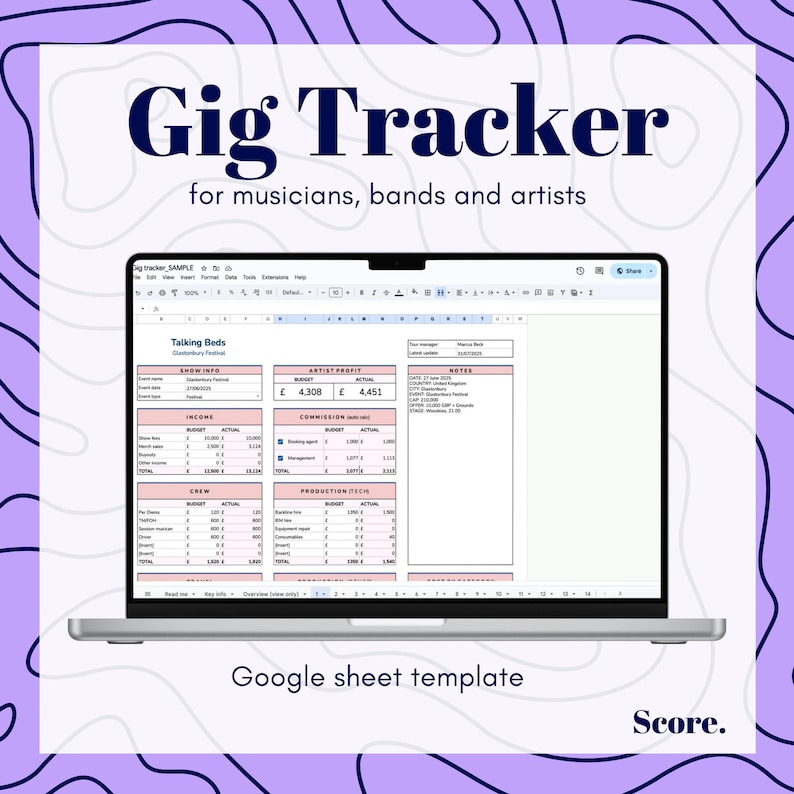 Gig Budget Tracker for Musicians | Google Sheets - Etsy UK