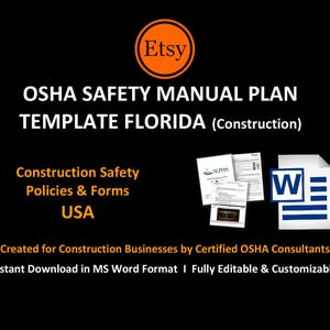 Modello di moduli, procedure e politiche del programma del manuale sulla sicurezza delle costruzioni OSHA della Florida