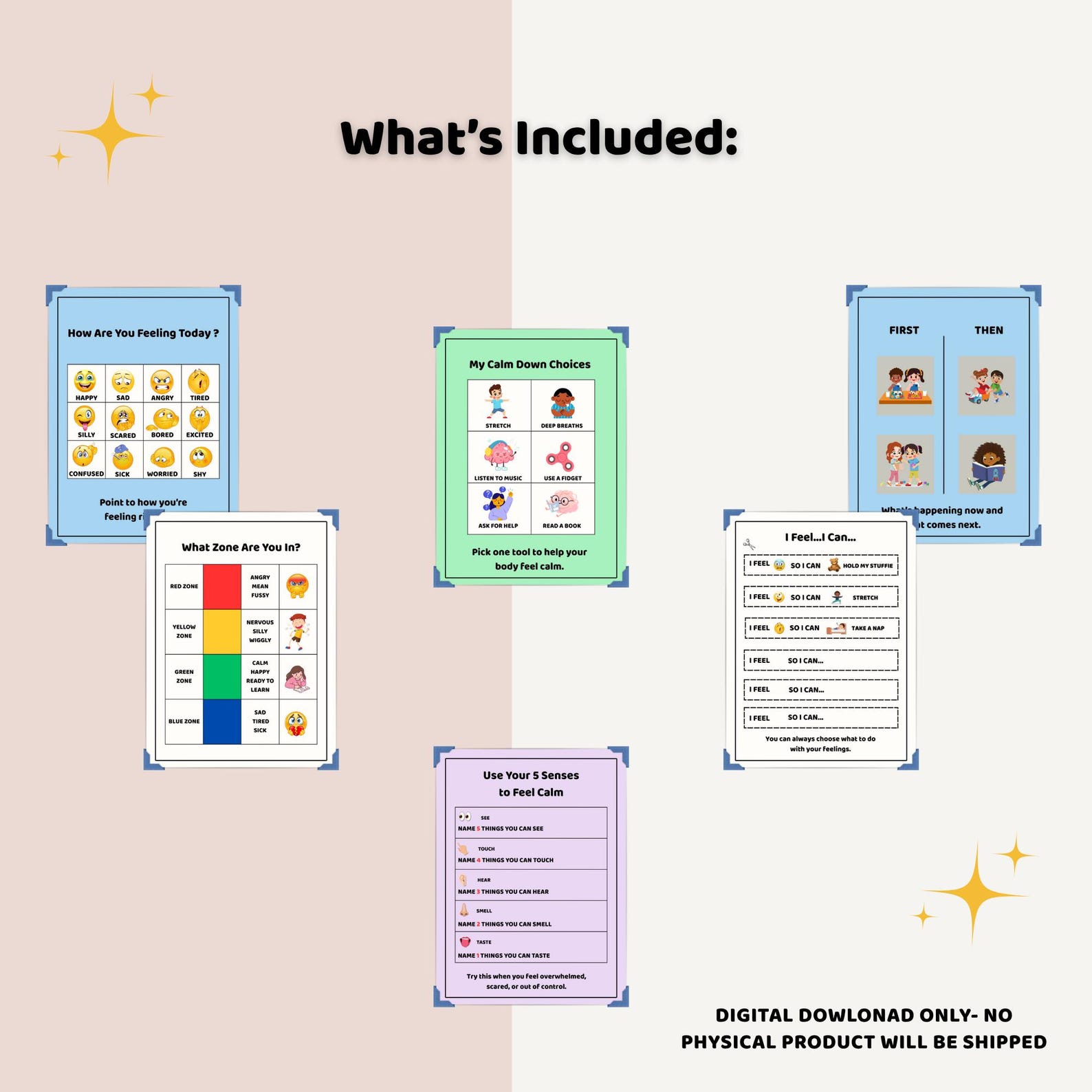 Feelings Chart & Calm Down Toolkit: Printable SEL Visuals for Kids (PDF ...