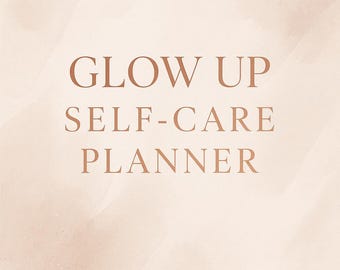 Planificateur de soins personnels Glow Up | Journal bien-être de 30 jours | Numérique | Esthétique or rose | Santé mentale et routine