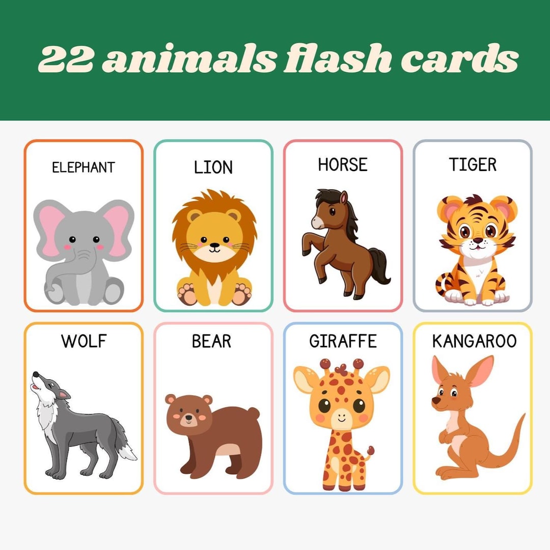 Animal Flash Cards: Montessori Preschool Printable (22 Cards) - Etsy