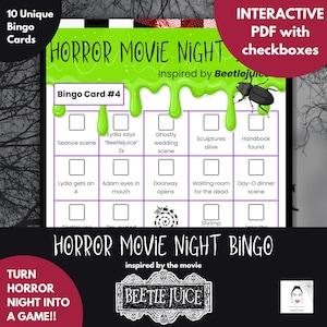 Halloween Horror Movie Night Bingo | Printable & Interactive Horror Game for Spooky Movie Nights | Watch Along