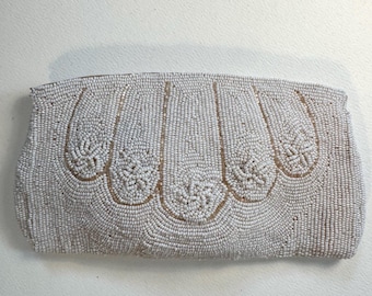 Vintage 60's Beaded White Purse