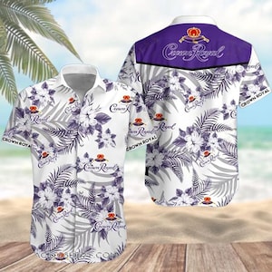 Krone königliche Blume Hawaiihemd, tropisches Aloha Hemd für Männer, Whisky-Liebhaber Hemd, Sommer-Strandhemd, Kronen-königliches Geschenk-Hemd