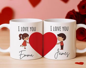 Personalisierte Paar Kaffeetassen - Geschenk für Freundin und Freund, Geschenk für Paare, Ich liebe dich Tassen, Geburtstagsgeschenk, Seine und Sie Tassen