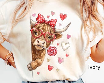 Funny Highland Cow Valentine's Day Comfort Colors Shirt_ Western Heifer Lover Valentine Gift