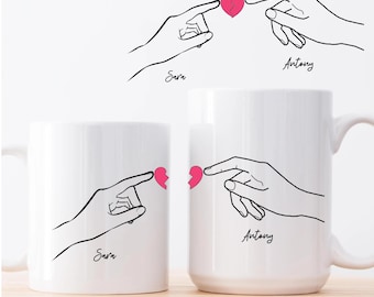 Personalisierte Paartasse - Valentinstagsgeschenk mit individuellem Namen, Unser erster gemeinsamer Valentinstag, süßes Paargeschenk, Jubiläumstasse