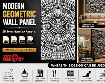 Geometric Metal Wall Panel SVG DXF | CNC Router Cut File |Modern Wall Art Vector.