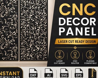 Elegant Floral CNC Panel SVG  Seamless Design | Metal Wood CNC File Download.