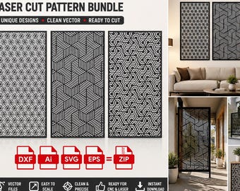 Geometric Laser Cut Pattern CNC Files Bundle .