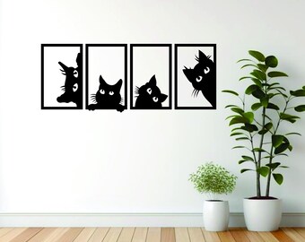 Four Cats Laser Cut Files: SVG DXF CNC Template