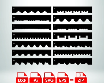 Conjunto de diseños de bordes y cantos CNC en formato SVG, archivos de corte láser, paquete de patrones decorativos para molduras de madera.