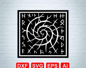Archivo de grabado láser de espiral de runa vikinga, CNC (dxf, svg, eps, ai) (archivo digital)