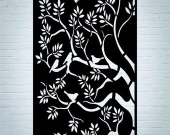 Panel decorativo de árbol con diseño cortado por láser CNC