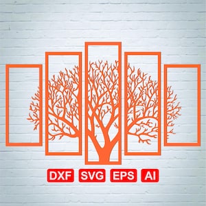 Laser Cut Tree Silhouette: 3D Wall Art Decor - Vector Files