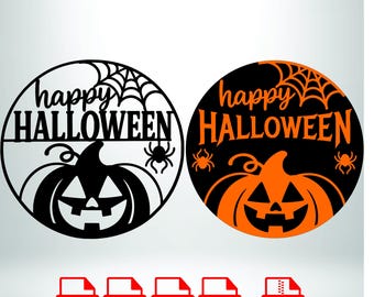 Halloween Pumpkin Spiderweb Door Sign (Digital Download)