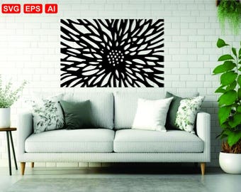 Arte mural metálico floral abstracto, diseño de corte maestro (archivo digital)