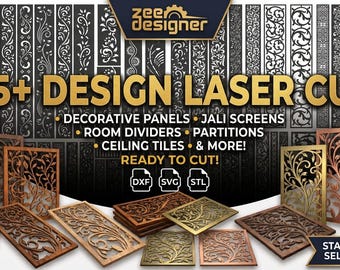 Vector Borders DXF – Floral Laser Cut Panel Patterns for CNC Router & Engraving | Digital Download.