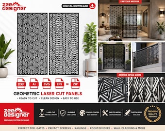 Geometric Screen Panel DXF | Gate & Privacy Screen Design | CNC Laser Cut Files.