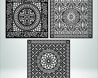 Luxury Decorative Panel SVG Bundle  Laser Cut DXF Files | Metal Screen Pattern .