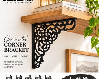 Ornamental Corner Bracket DXF | CNC Laser Cut File | Woodworkers & DIY Crafters.