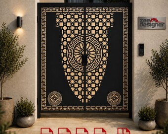 Geometric Metal Gate Design DXF File: CNC Laser Cut Villa Entrance (Instant Download)
