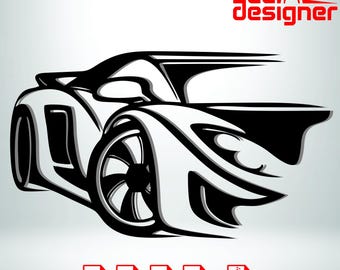 Archivo vectorial CNC de superdeportivo, archivos de coches deportivos para corte láser, descarga de diseño de silueta de coche.