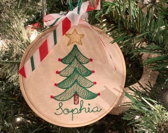 Personalized Embroidered Christmas Tree Ornament- Custom Name Christmas Ornament- Holiday Keepsake Ornament