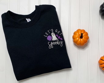 Kids Halloween Sweatshirt- Spooky Season Sweatshirt-  Ghost Halloween Sweatshirt- Toddler Halloween Sweatshirt- Embroidered Sweatshirt