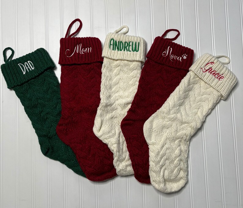 Personalized Embroidered Christmas Stocking Custom Name Stocking Family
