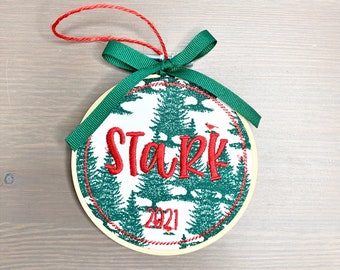 Embroidered Personalized Christmas Ornament- Embroidered Custom Name Ornament- Embroidered Custom Year Ornament