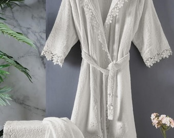 Luxus-Bademantel-Geschenkset aus türkischer Baumwolle mit Kapuze (7-teilig) - LINAHOMETEX